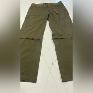 Prana Women's Hiking  Convertible Pants Olive Green Sz 8